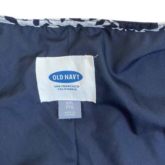 Old Navy Plus Size XXL Quilted Bomber Jacket Navy White Floral Comfy Ligthweight - Picture 6 of 16